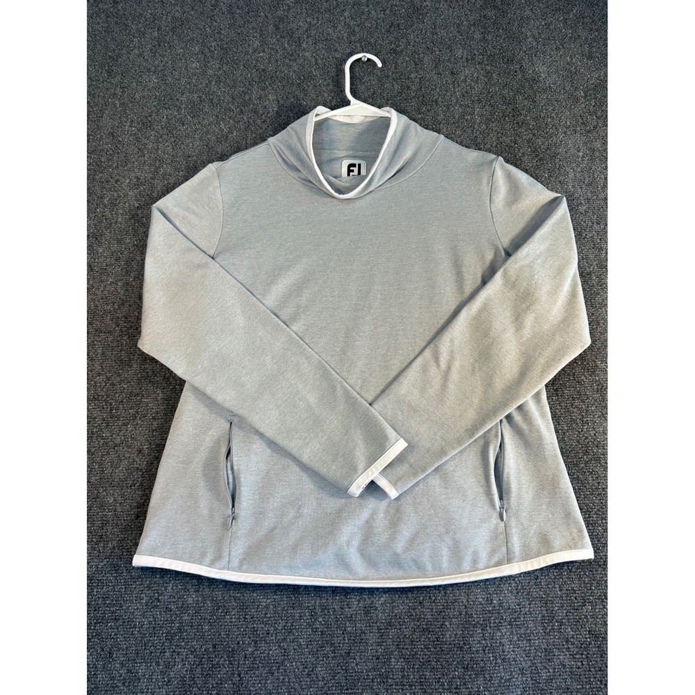 FootJoy Womens Funnel Neck‎ Pullover Light Blue Heathered Golf Top Size M
